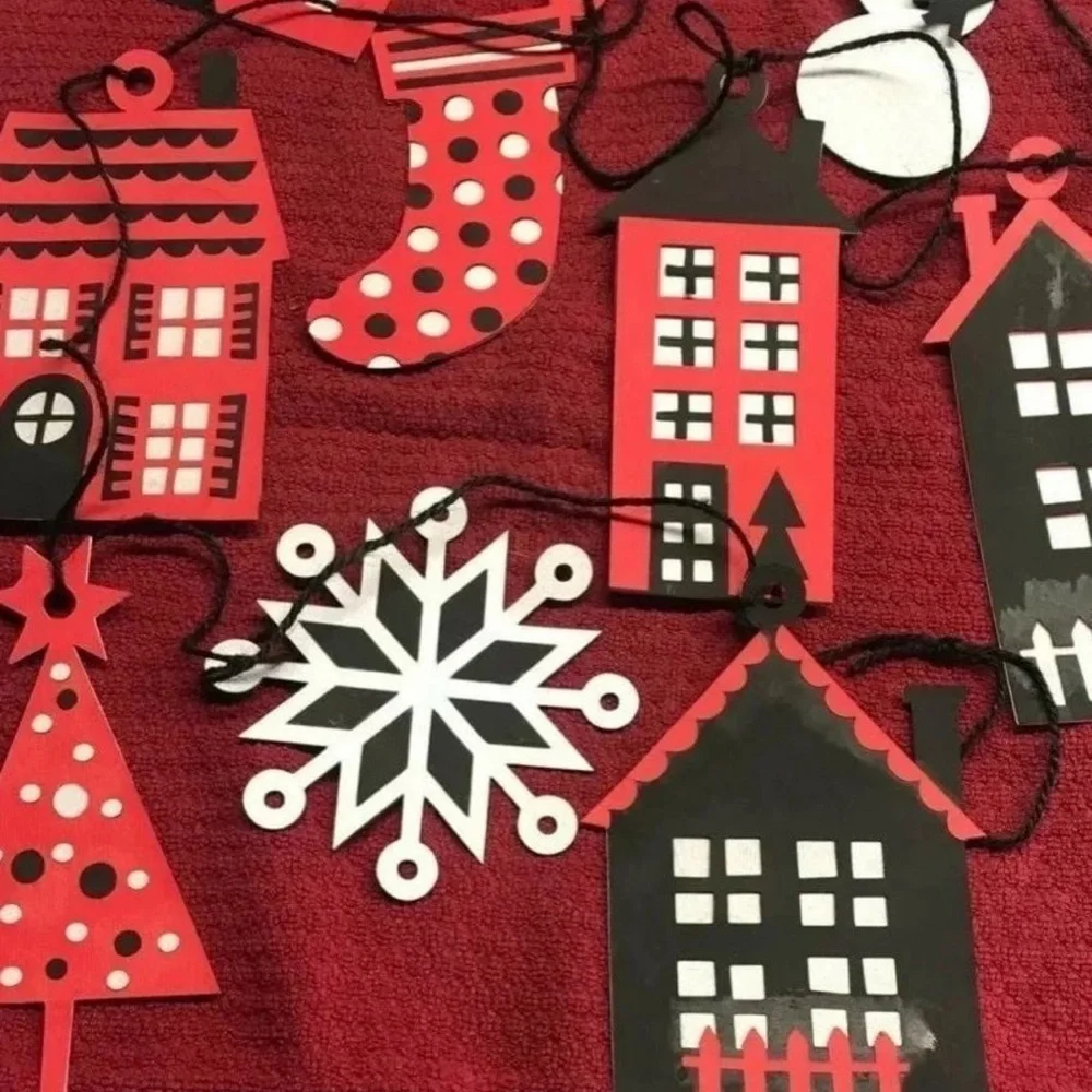 Snowman Red Christmas Garland House Handmade 7’